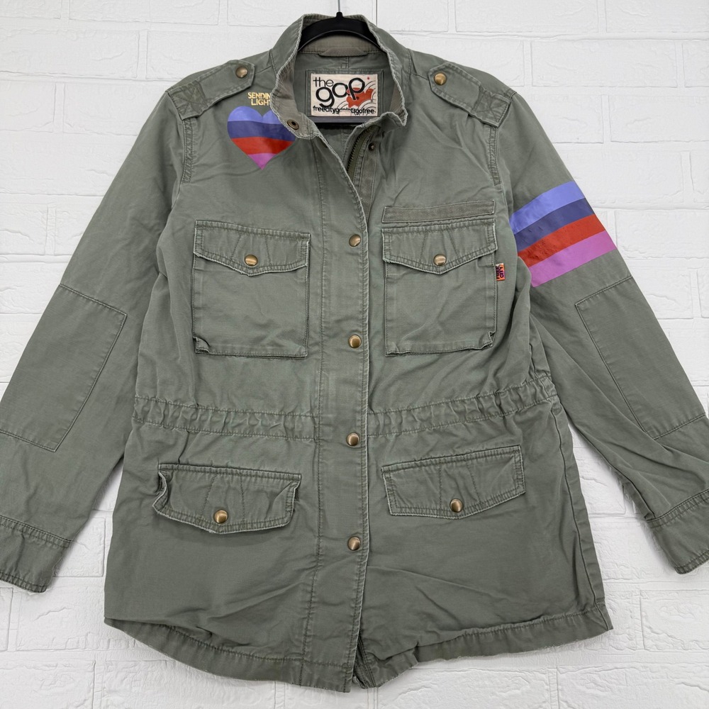FREECITY GAP Military Utility Field Jacket Womens S Olive Green Life Nature Love
